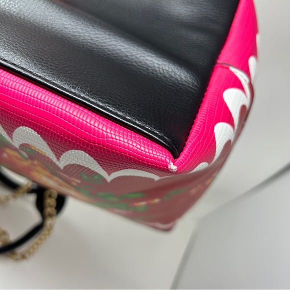 Betsey Johnson red roses double handle gold chain tote bag - Picture 4 of 14